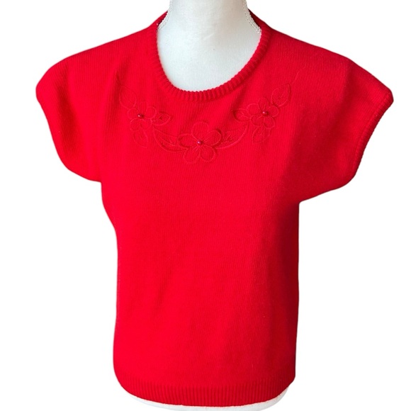 Tinley Short Sleeve Sweater Top - Red